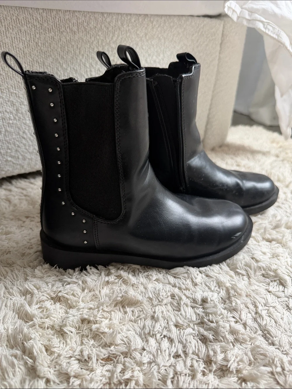 Zara Black Kids Chelsea Boots with Stud Detailing